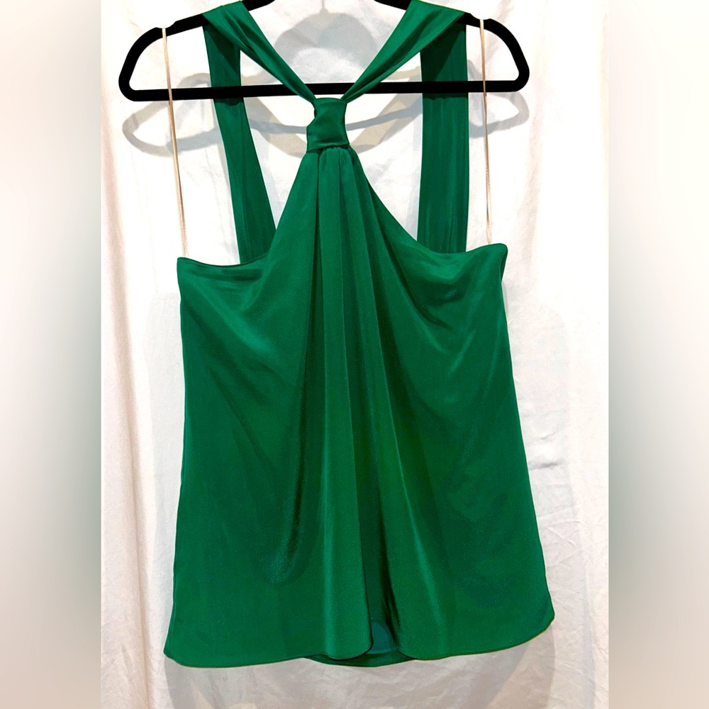 Trina Turk Locket Silk Halter Top - Emerald Green